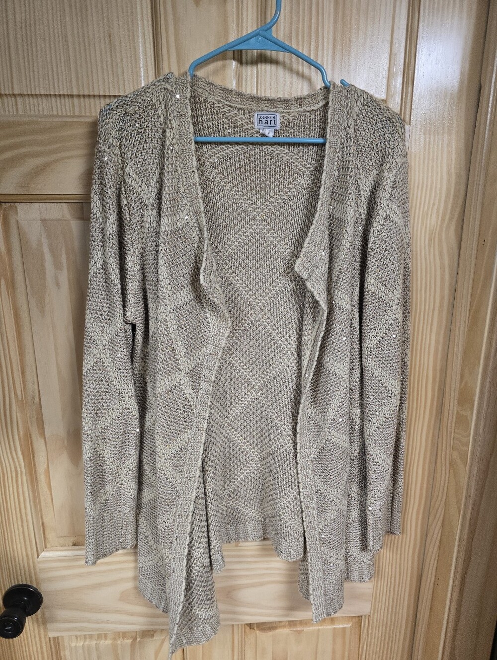 Keren Hart Tan Sequin Cartigan Sweater